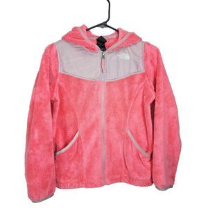 The North Face Youth Oso L 14/16 Sugary Pink Gray Full Zip Hooded Fleece Jacket
